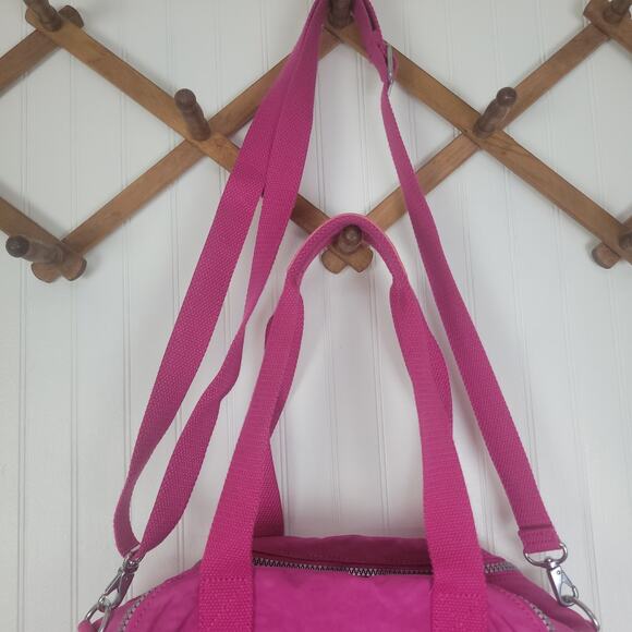 Kipling Bright Pink Nylon convertible Shoulder bag purse - Picture 5 of 9